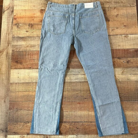 Boohoo Man Slim Fit Panel Insert Biker Jeans Ice Blue men's 38 - Picture 4 of 6